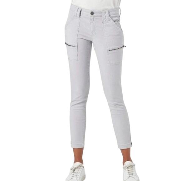 Joie Park Skinny Pants Womens 32 Gray Soft Twill Pocket Zip Ankle Utility Cargo - Picture 1 of 13